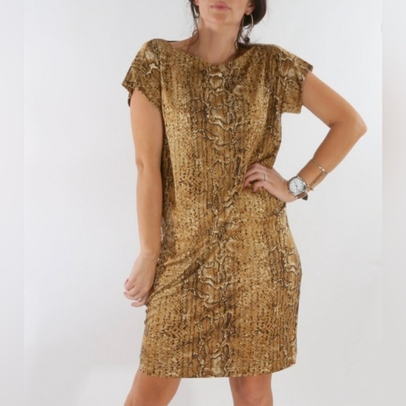 TORY BURCH Snake Print Silk Short Sleeve Dress size small - Picture 4 of 14